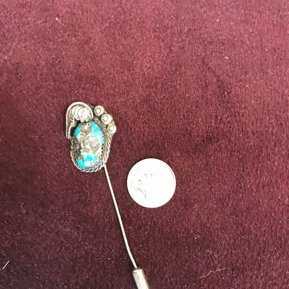 Pretty Turquoise and Sterling Silver Stick Pin